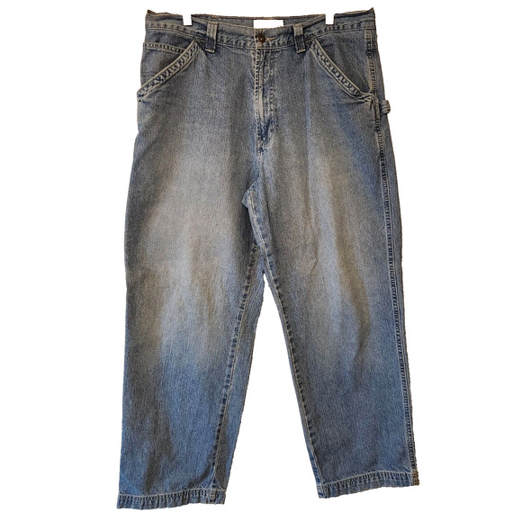 Vintage Old Navy Painters Jeans Men 36X32 Blue Denim Wide-Leg Baggy Skater Y2K - Picture 1 of 9
